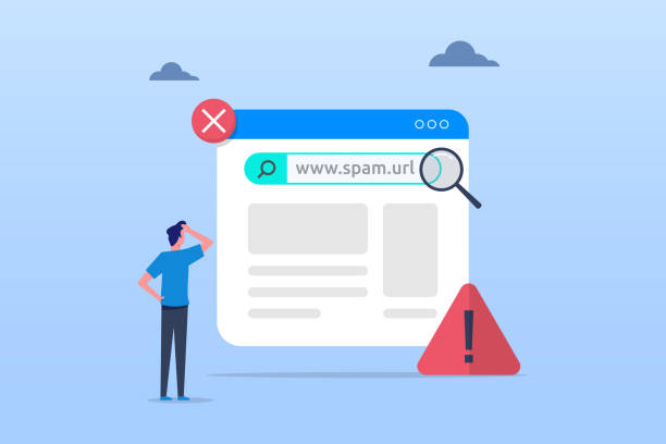 Suspicious and malicious hyperlinks concept, spam url or website address,  safe browsing and alert notification Suspicious and malicious hyperlinks concept, spam url or website address,  safe browsing and alert notification Cruel stock illustrations