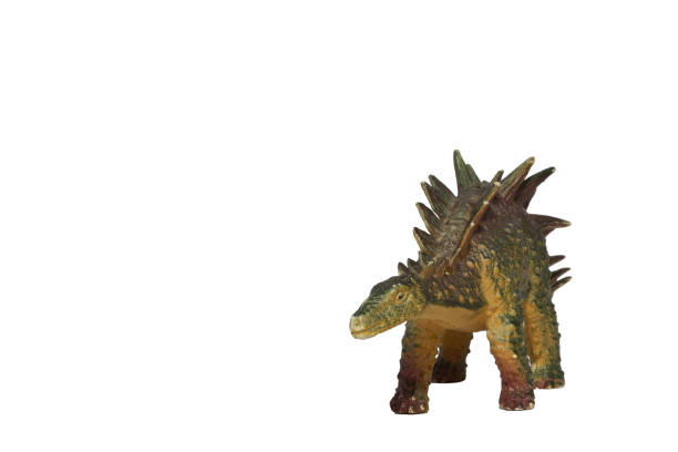 A plastic kentrosaurus isolated on a white background. Toy dinosaur.