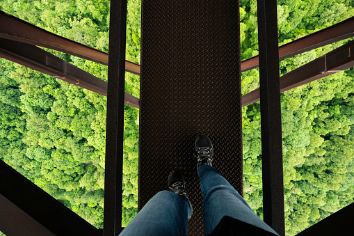 Walking on metal walkway over the New River Gorge, West Virginia, USA, nature, outdoor, scenic, river, travel