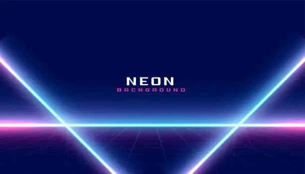 Vector illustration of glowing neon lines for retro and synth inspired look background