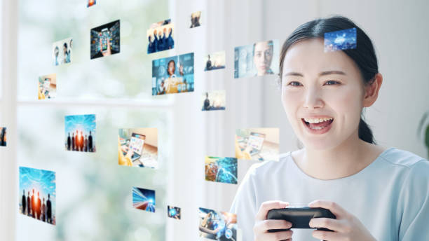 istock Young asian woman playing VR game. Virtual reality. 1464906849