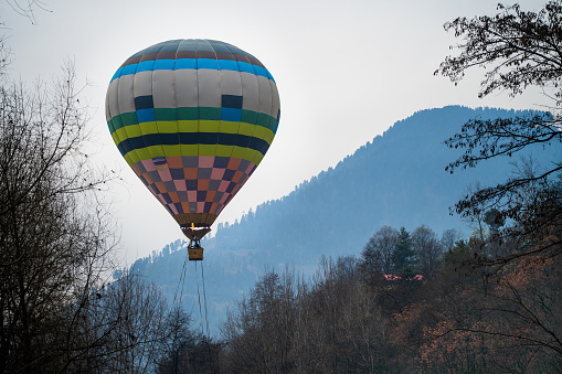 Colorful Hot Air Balloons Flying in a Blue Sky