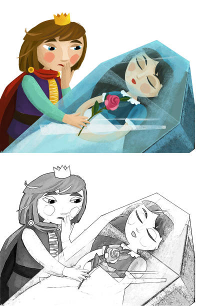cartoon girl princess and prince illustration cartoon scene with girl princess and prince illustration for children minion smile stock illustrations