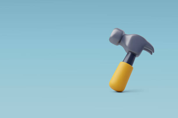 ilustrações de stock, clip art, desenhos animados e ícones de 3d vector hammer, construction and maintenance icon for web design. - carpentry toolbox craft product work tool