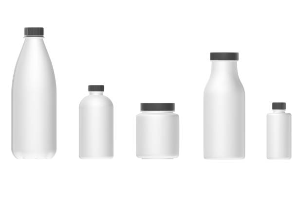 istock Bottles product isolated 3D render ,package bottle empty mockup realistic,on white background 1464924857