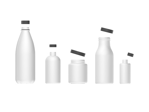 Bottles product isolated 3D render ,package bottle empty mockup realistic,on white background