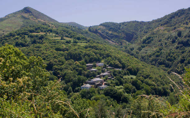 Small village in a mountain area stock photo