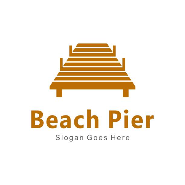 ilustrações de stock, clip art, desenhos animados e ícones de beach pier dock logo - pier