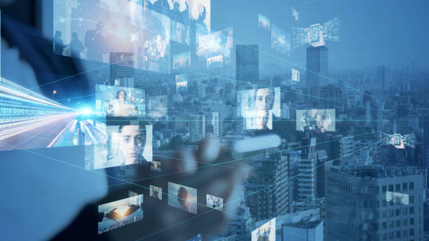 istock Digital contents concept. Social networking service. Streaming video. communication network. 1464929655