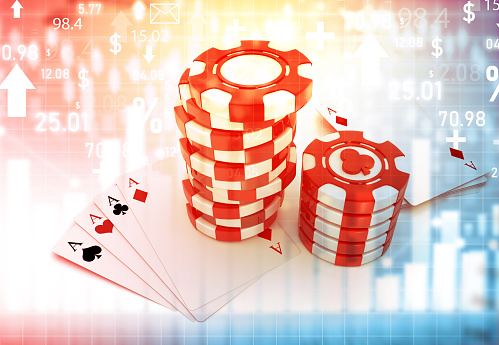 Rummy cards with poker. 3d illustration