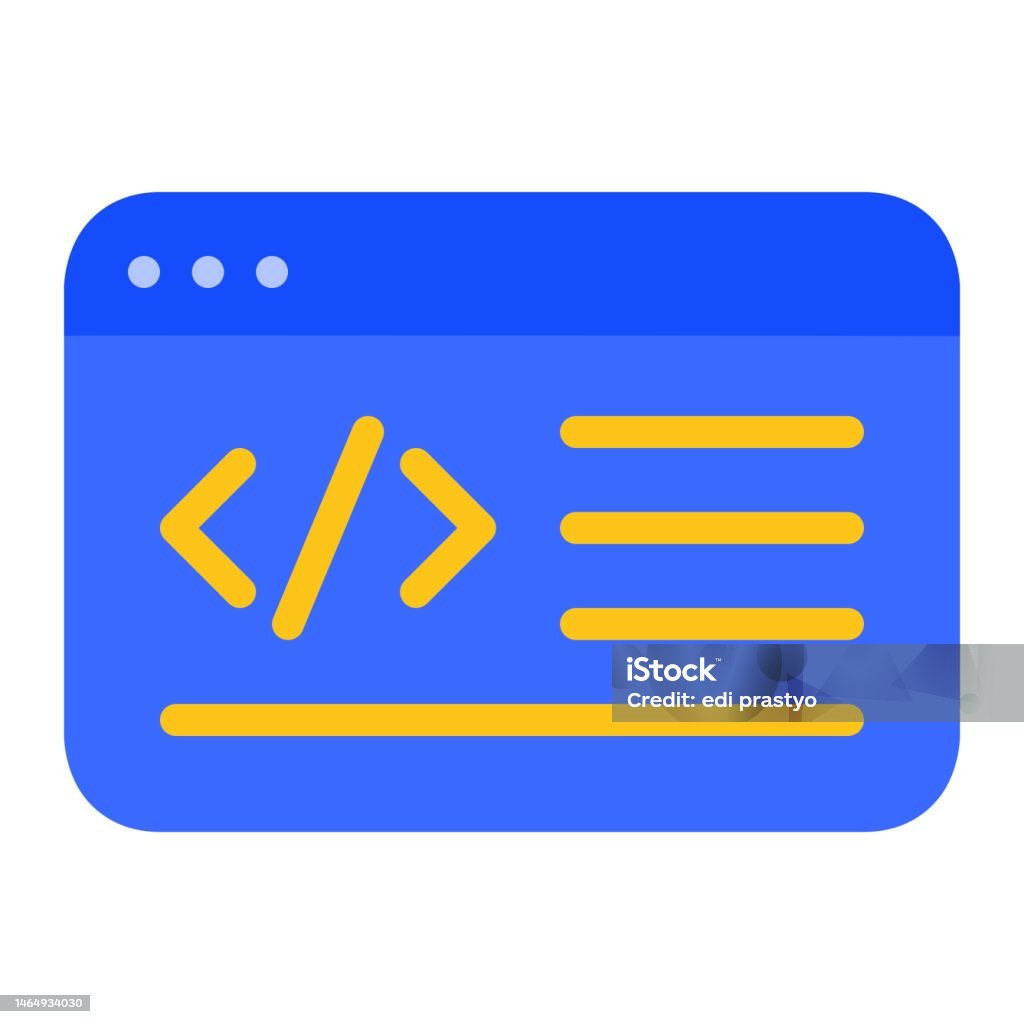 Writing Syntax Code With Window Of A Software In Blue Flat Icon Coding ...