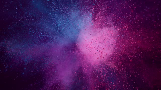 Super Slow Motion of Colored Powder Explosion Isolated on Black Background.