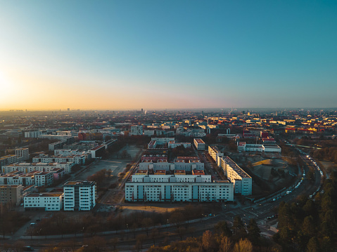 Aerial view of the city of Munich from Olympic Park