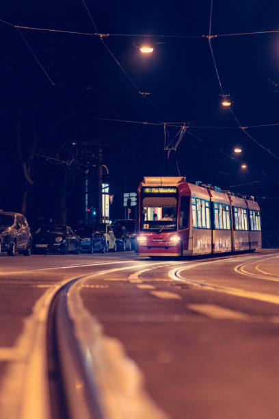 istock Line 4 tram rides through the night in Nuremberg. 1464949748