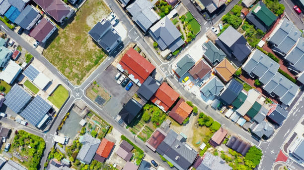 istock Modern residential area aerial view. 1464950674