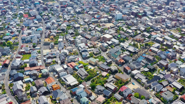 istock Modern residential area aerial view. 1464950717