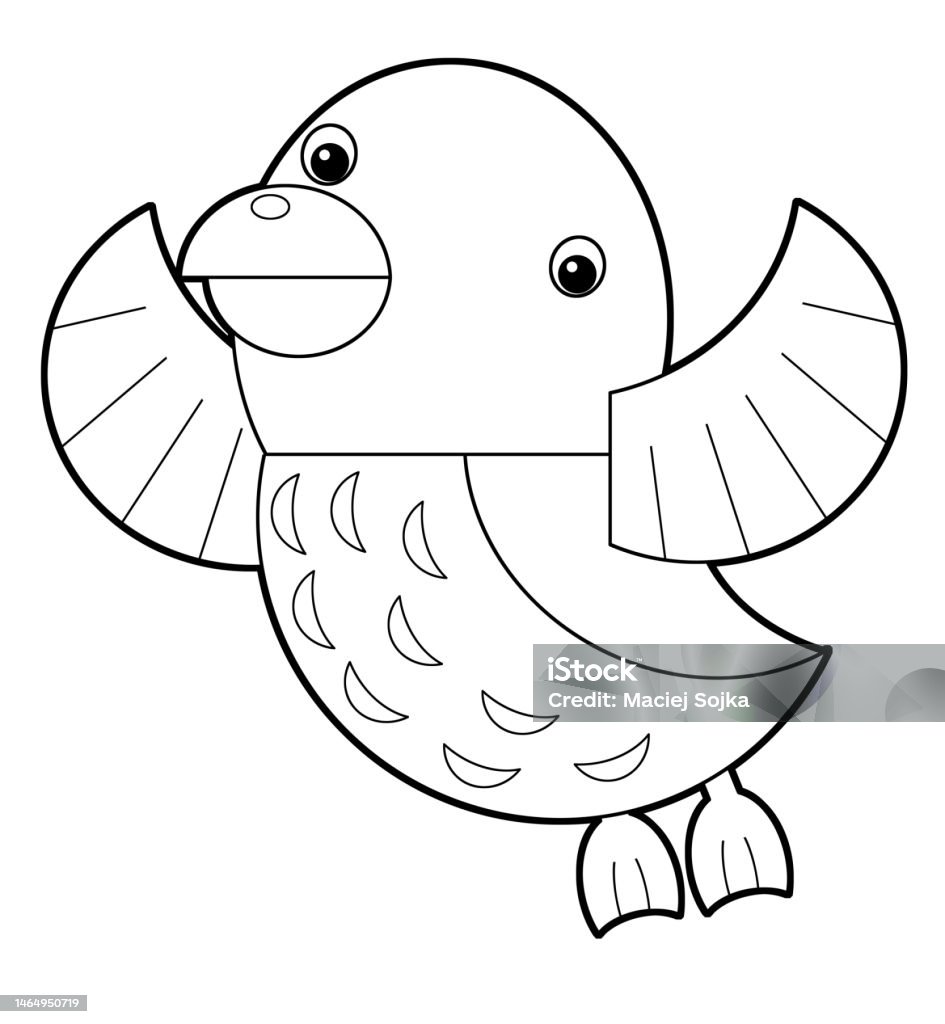 Cartoon Animal Bird Flying Coloring Page Illustration Stock