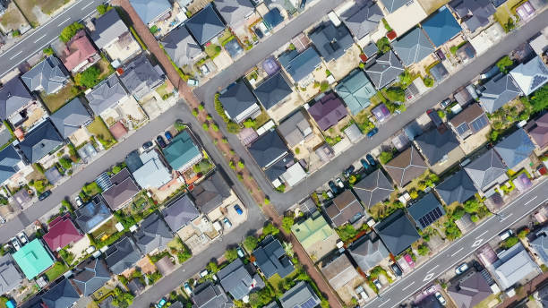 istock Modern residential area aerial view. 1464950730