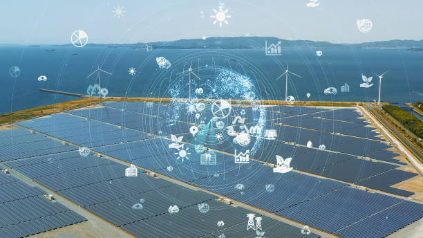 istock Renewable energy and environmental technology concept. Green tech. SDGs. Sustainable society. 1464951123