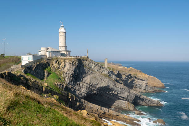 istock Lighthouse of Cabo Mayor in Santander against the clear blue sky 1464951776