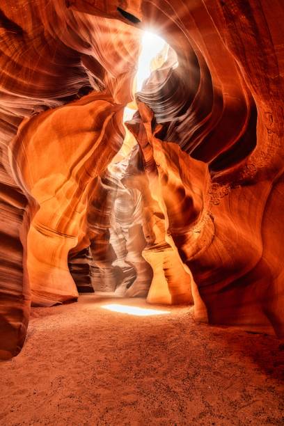 Beautiful view of sandstone walls in the famous antelope canyon A beautiful view of sandstone walls in the famous antelope canyon antelope canyon stock pictures, royalty-free photos & images