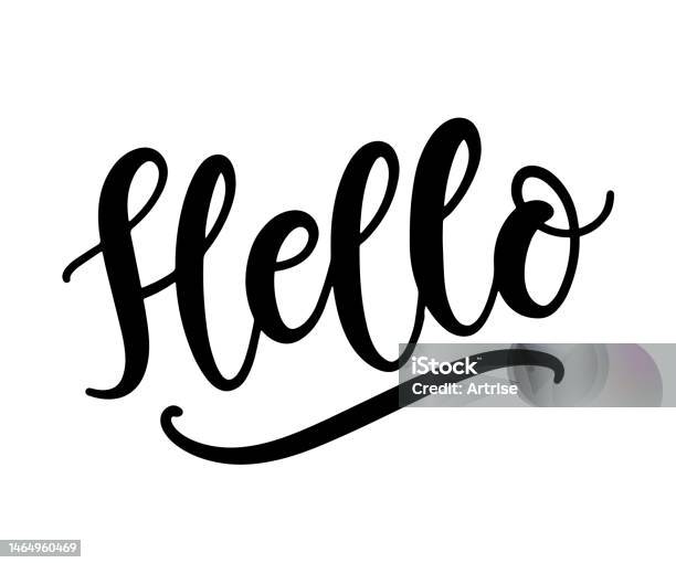Hand Lettering Hello Again Hello Hand Drawn Lettering Modern Calligraphy Design Element For Social ...