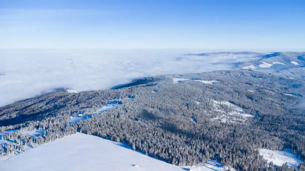 Snow covered mountain range at the Pack area in Austria