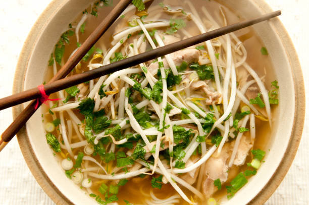 istock Asian soup with noodles to eat with sticks 1464967597
