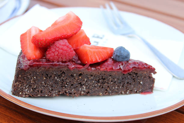 istock Plate of chocolate dessert with berries 1464968323