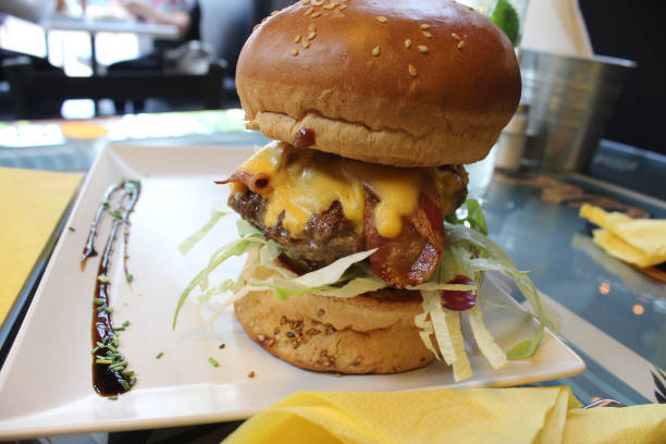 istock Closeup shot of a burger with big buns 1464968443