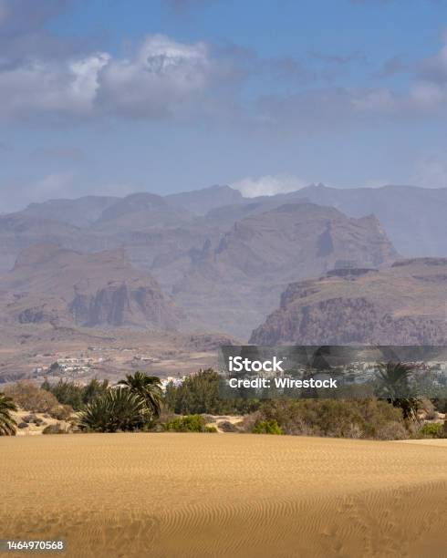 Pico De Las Nieves Seen From The Sand Dunes Of Maspalomas Stock Photo - Download Image Now