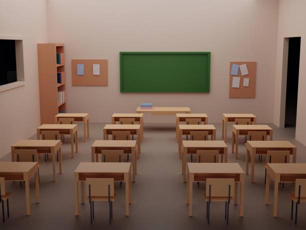 istock 3D rendering of the interior of an empty classroom at a school 1464973231