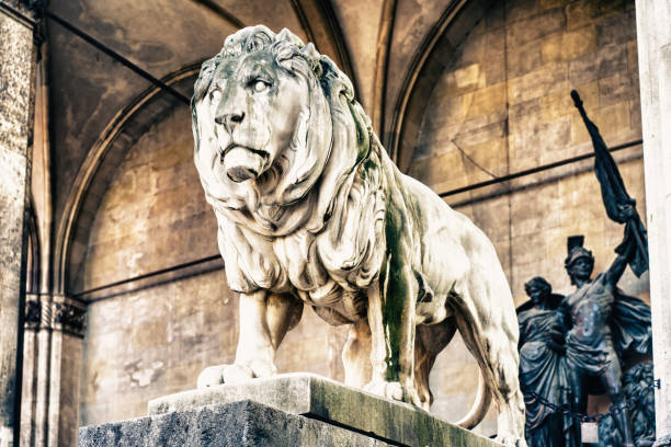 istock Closeup shot of a famous lion statue in Odeonplatz 1464973444