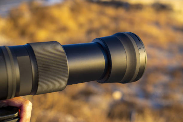 istock Selective focus shot of a black camera 1464974221