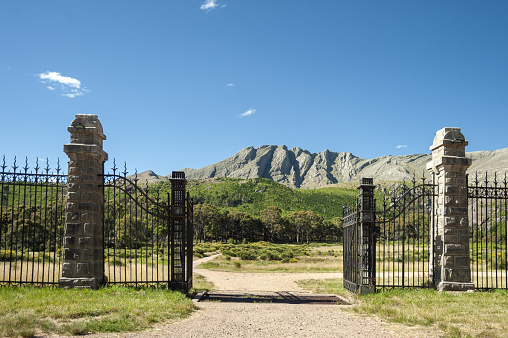 The gates of Ernesto Tornquist Provincial Park in Buenos Aires Province, mid-eastern Argentina