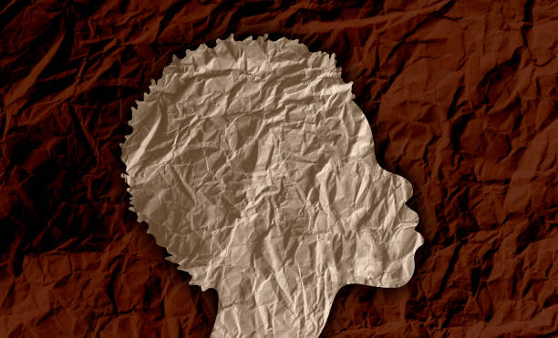 African woman silhouette on paper background.