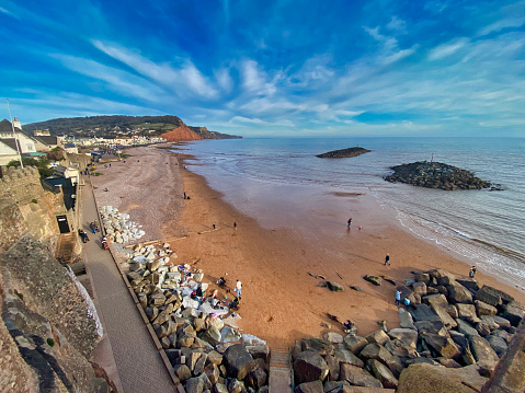 Photograph of Sidmouth beach and coast in Devon.
