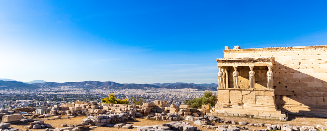 Part of Acropolis Parthenon Temple in Athens, Greece