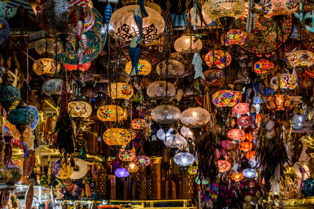 Traditional turkish chandeliers for sale at the bazaar Traditional turkish chandeliers for sale at bazaar grand bazaar istanbul stock pictures, royalty-free photos & images