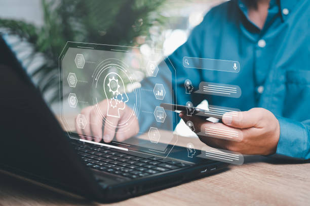 istock Chat with AI or Artificial Intelligence concept, Businessman chatting on a smartphone with a smart AI chatbot Artificial Intelligence, generate. Futuristic technology 1464989447