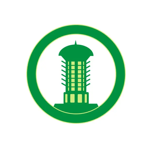 Vector illustration of Landmark Kota Cilegon With Circle For Logo Name