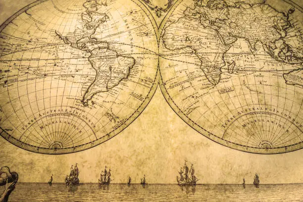 Photo of Pirate and nautical ancient grunge map of the world
