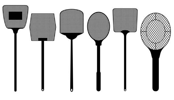 illustration of different fly swatters - popo tokatlamak stock illustrations