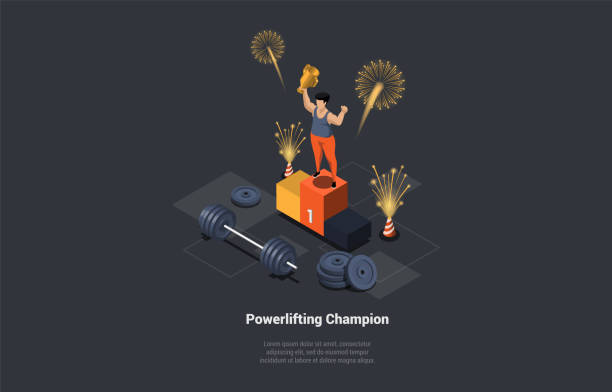 Male Bodybuilder Powerlifting Champion Sports With Heavy Barbell Training Muscle At Fitness Club. Fit Man Is Holding Cup And Stand On Winner Pedestal And Crossbar. Isometric 3d Vector Illustration Male Bodybuilder Powerlifting Champion Sports With Heavy Barbell Training Muscle At Fitness Club. Fit Man Is Holding Cup And Stand On Winner Pedestal And Crossbar. Isometric 3d Vector Illustration. cartoon muscular man lifting heavy weights stock illustrations