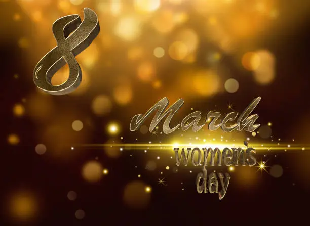 Photo of Women's day. 8 March. Typographical , light, heart. Greeting card invitation. Background Design Banner Poster. Illustration congratulations postcard. High quality illustration.