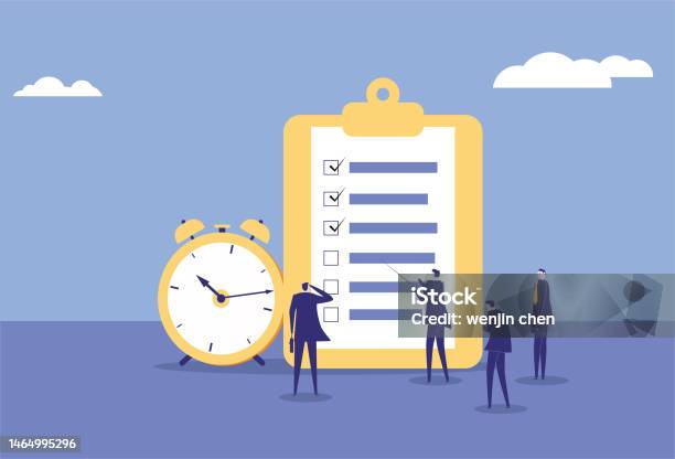Target Timing Plan The Team Completes The Work Target According To The Time Plan Stock ...