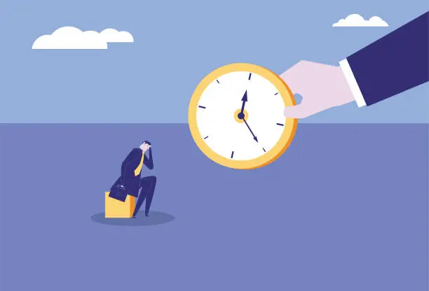 Vector illustration of Give time to confused business man