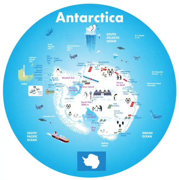 Vector illustration of Antarctica Polar Map