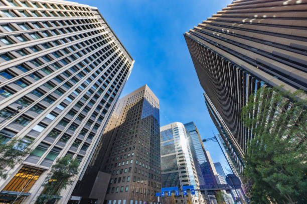 istock Buildings in Tokyo with beautiful sunlight 1464996021