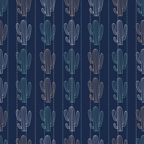 ilustraciones, imágenes clip art, dibujos animados e iconos de stock de abstracto cactus garden nature vector patrón sin costuras - abstract backgrounds botany cactus